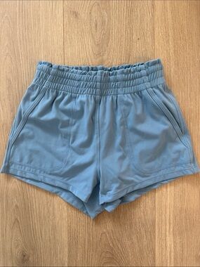 Honeycut High-Rise Athletic Shorts in Light Blue